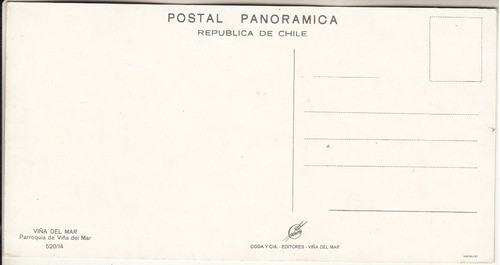 Chile Postal Panoramica De Parroquia De Viña Del Mar 9 X 18 1