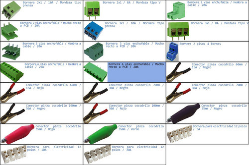 Bornera 6 Vias Enchufable Macho Recto A Pcb 20a-p 1