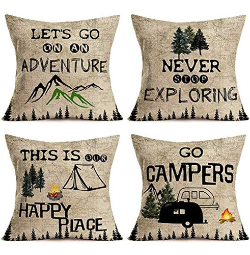 Fukeen Juego De 4 Fundas Para Cojines Go Campers Adventure N 0