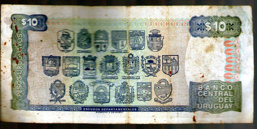 Billete 10 Diez Pesos Uruguayos 1