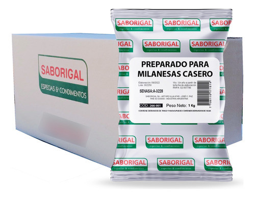 Condimento Integral Milanesas Casero Caja X 12 Kg Saborigal 0