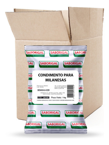 Condimento Integral Milanesas Casero Caja X 12 Kg Saborigal 0