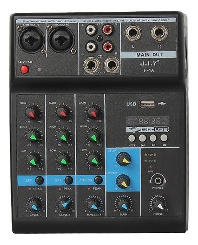 Mesa De Som Bomge 04f 4 Canais Dj Mp3/usb/bluetooth/48v/dsp 0