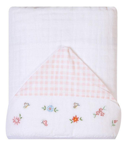 Toalha De Banho Infantil Com Capuz Floral Rosa 90x75cm 0