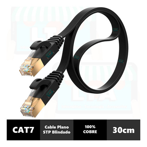 Cable Red Plano Cat7 Stp 100% Cobre Ia 0.3 Metro Gtía X Vida 1
