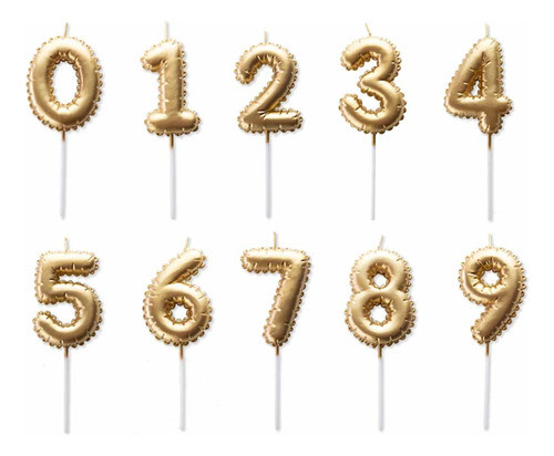 Vela Numero Forma Globo Cumpleaños Dorada Plateada 0