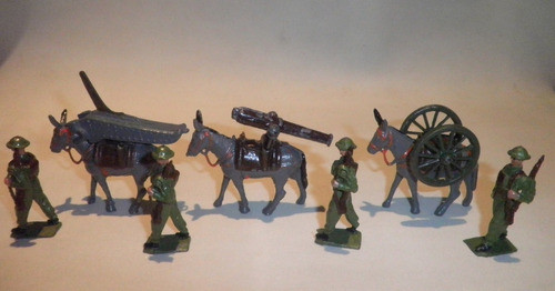 Antiguos Soldados Plomo Terry Juguete Artillería De Montaña 0