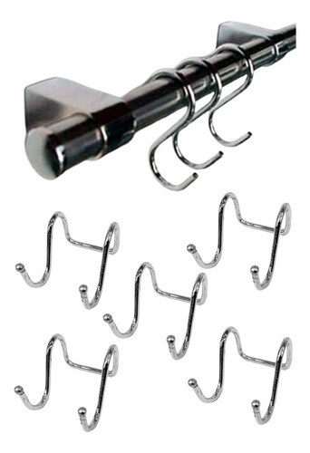 Barral Metal Cromado  Con Acc. De Fij 60 Cm Largo+ 10ganchos 0