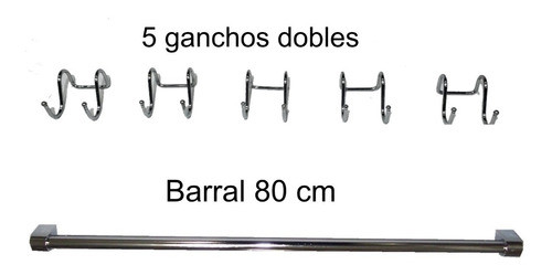 Barral Metal Cromado  Con Acc. De Fij 60 Cm Largo+ 10ganchos 1