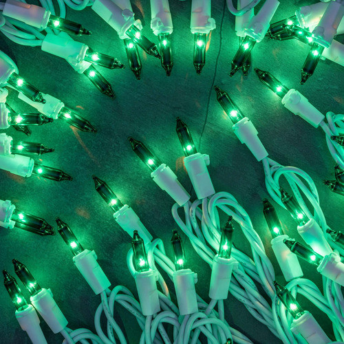 Yuletime Luces Verdes De Navidad Con Cable Blanco, 66 Pies, 1