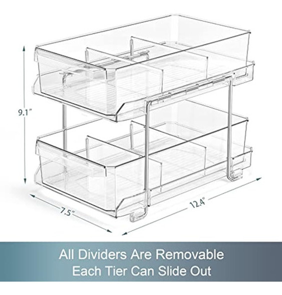 Organizador Transparente De 2 Niveles Con Divisores, Contene 1 Organizador Transparente De 2 Niveles Con Divisores, Contene 1