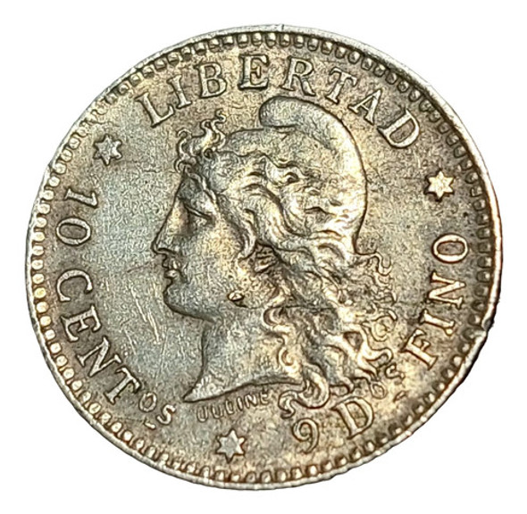 Moneda Argentina 10 Centavos, 1883 Plata 0.900 Km# 26 - 873 0