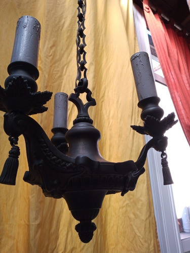 Antigua Araña De Bronce Tres Luces - C 1920 1