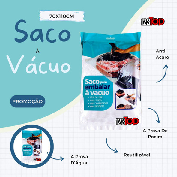Kit 20 Saco A Vácuo 70x110 Cm + Bomba Viagem Roupas Edredom 1