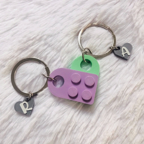 Llavero Lego Corazon Pareja San Valentin Amistad Con Inicial 1