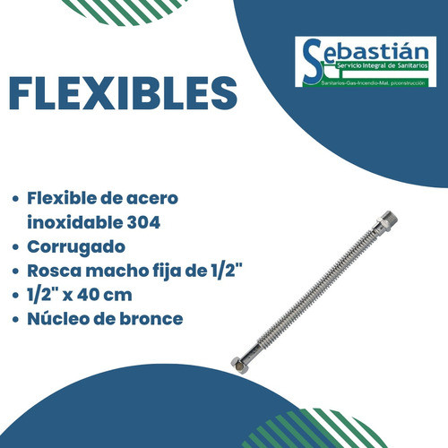 Flexible Agua Corrugado Acero Inox 1/2 X 40 Calefon Termos 1