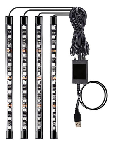 Luz Led Interior Auto Multicolor Usb Control Inalámbrico X 4 0