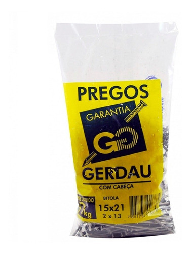 Prego Com Cabeça Aço Polido Oxidado 15 X 21 Gerdau - 1kg 1