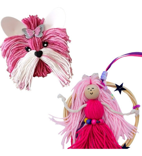 Juego Artesania 2 En 1 Crear Con Lana Muñeca + Perrito Niños 1