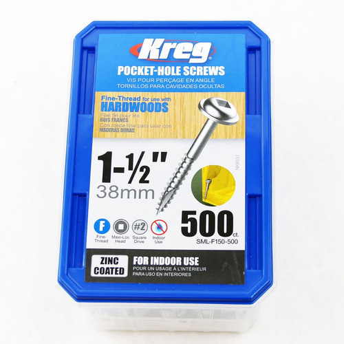 Tornillos De Zinc Sml-f150-500 38mm Rosca Fina 500 Unid Kreg 0
