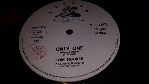 Tom Hooker Only One Vinilo Maxi Transparente Italy 1986 1