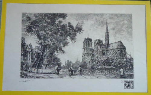 Aimé Dallemagne - Gravura Abadia De Notre Dame De Paris 1