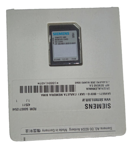 Tarjeta Simatic Hmi 512mb 6av6671-8xb10-0ax1 Siemens Memory 0