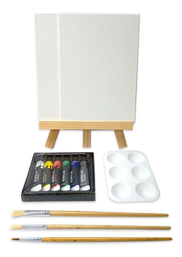 Set De Pintura Acrilica Sapiens Con Atril, Paleta Y Pinc. N1 0