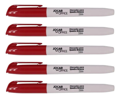 Pincel Marcador Para Quadro Branco Slim Vermelho Jocar C/5un 0