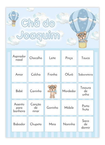 Baby Bingo Ursinho Baloeiro Chá De Bebê | 60 Cartelas Pdf 0