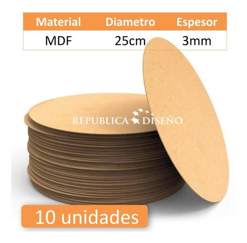 Base Circulo 25cm Diametro Madera Fibrofacil Mdf Tortas 1