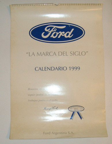 Almanaque Calendario  Ford 1999 Edicion Limitada 0
