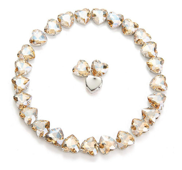 Piedras Corazon Engarzadas 12mm Cristal Champagne 50u 0