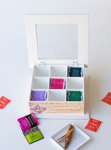 Cajita De Te Tapa De Vidrio 9 Espacios 1