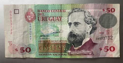 Billete 50 Pesos, Uruguay - Año 2008 - Serie D 0