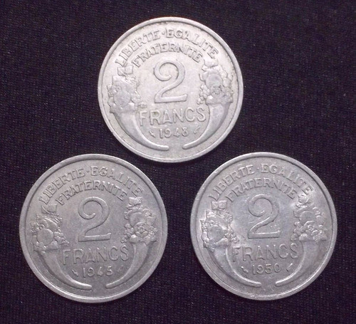 Francia - 2 Francos 1945 - 1948 - 1950 (3 Monedas) 0