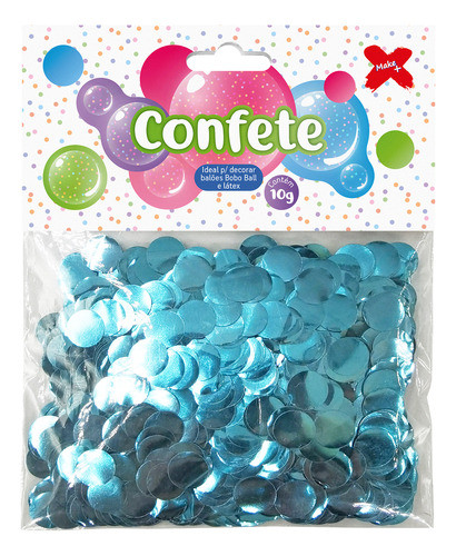 Confete Redondo 10g Papel Metalizado 1cm Azul Claro Make+ 0