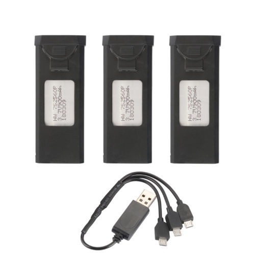 3pcs 3.7v 900mah Batería Recargable Lipo + 3 En 1 Cargador P 0