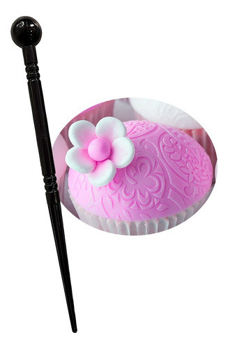 Kit 4 Estecas Silverchef Modela Bolos Biscuit Pastas Preta 1