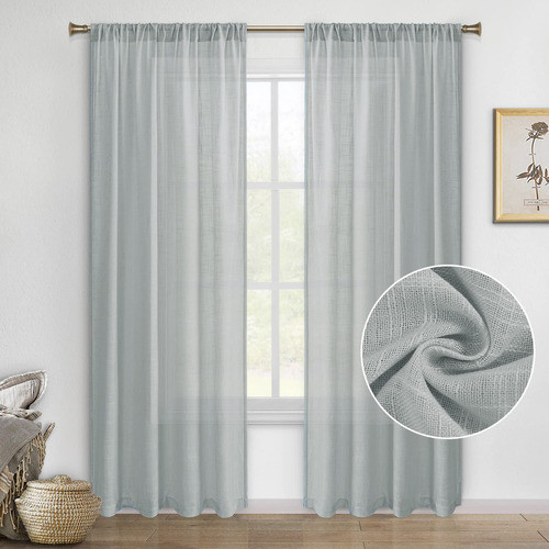 Cortinas Transparentes De Lino Imitacion Beige De Dwcn - Bo 0