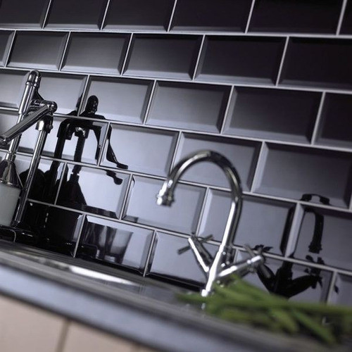 Ceramica Rectangular 7.5x15  Color Negro Acuarela 1