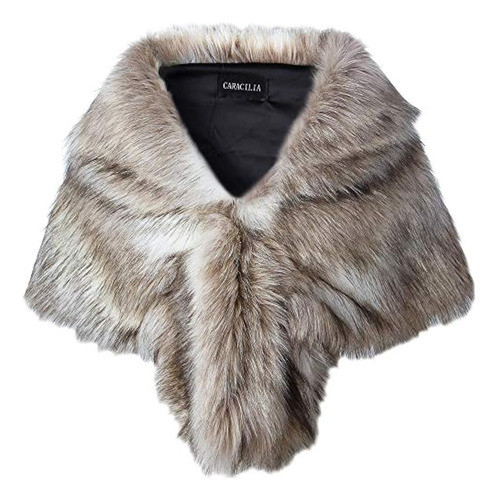 Caracilia Abrigo De Chal De Piel Sintética Estola Encogimien 0