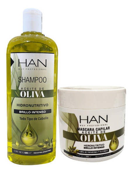 Han Shampoo+ Mascara Oliva Antifrizz + Kit Peine 1
