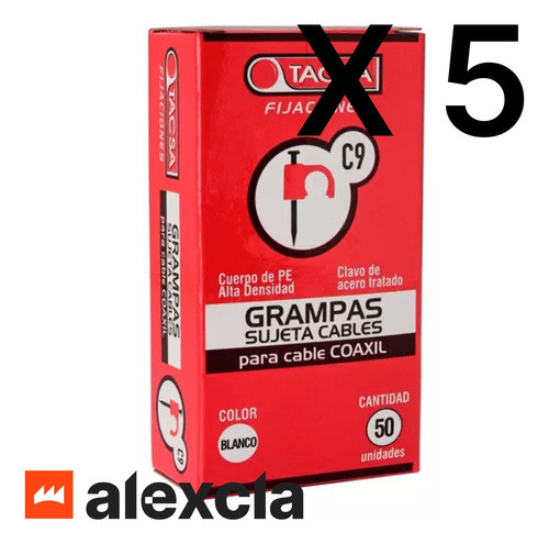 Grampas Sujeta Cable Tacsa N° 9 Para Cable Coaxil X  5 Cajas 1