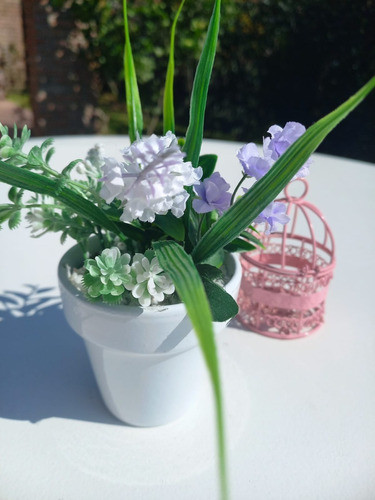Lote Jaula Metal Maceta Flores Rosa Blanca N8 Esmaltada 0