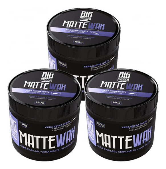 Cera Modeladora Matte Wax Big Barber 150g Pomada Kit 3 Unida 0
