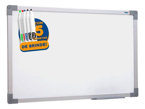 Lousa Quadro Branco 120x90cm Soft Alumínio + 5 Canetas 0