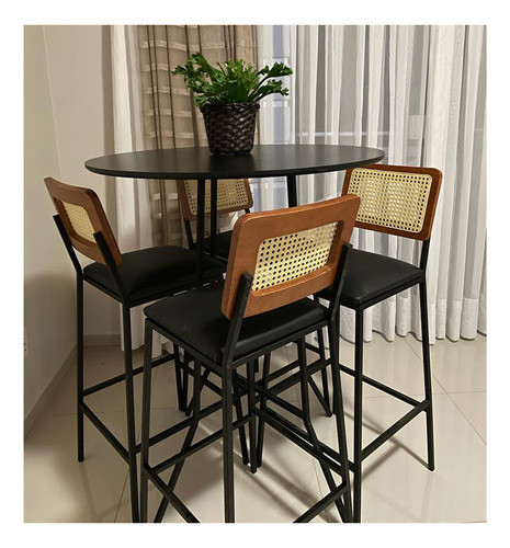 Mesa Alta Bistrô Gabi Metal Redondo - Preto 1