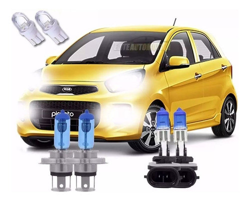 Kit Lâmpada Super Branca Kia Picanto 06 - 17 Techone H4 H27 0