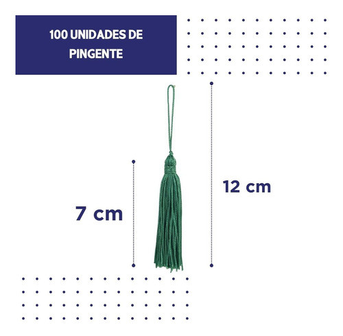 Pingente De Seda Tassel Verde Garrafa  - C/ 100 Unds - Brx 1
